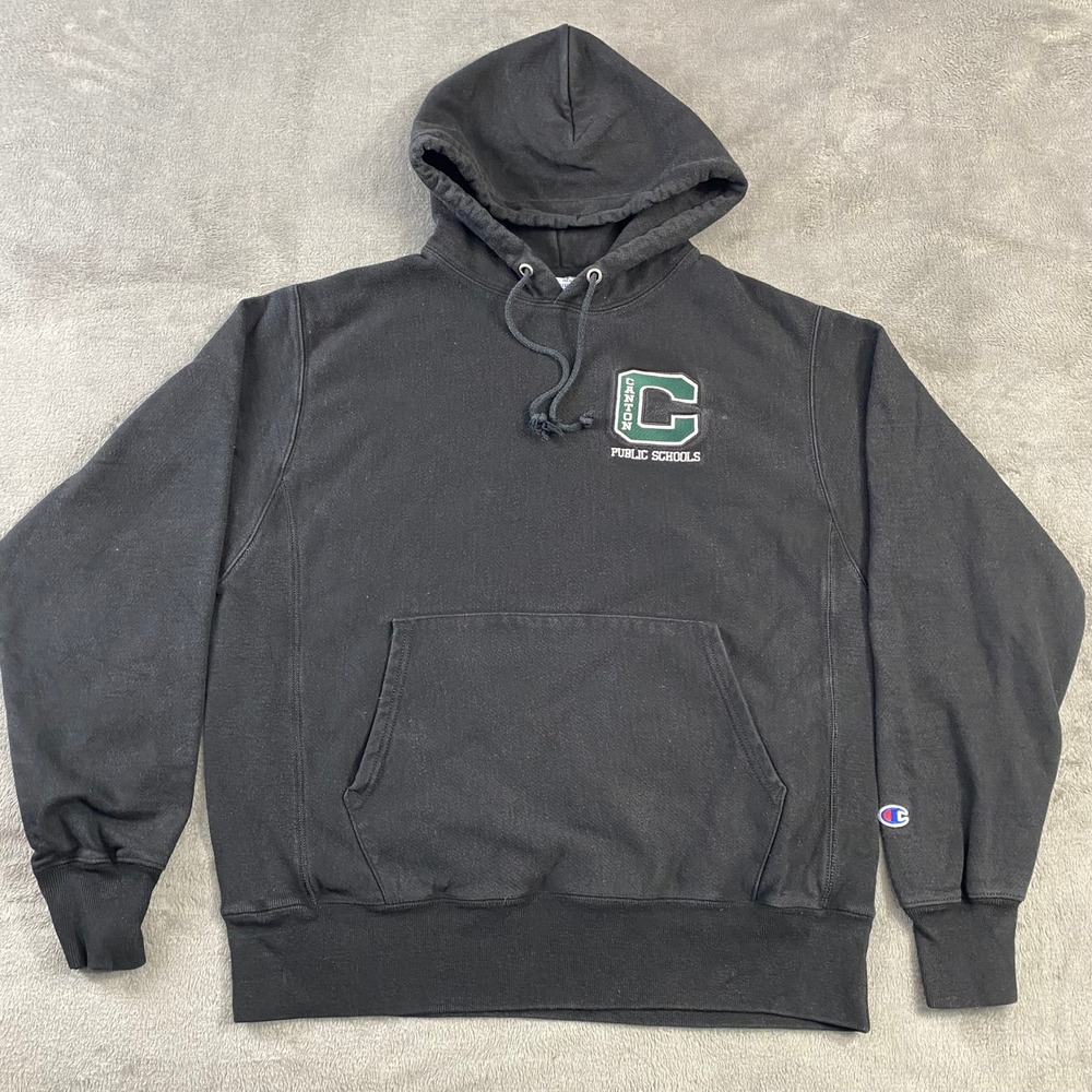 Champion Reverse Weave Hoodie Mens Medium Canton Public Schools Sweatshirt